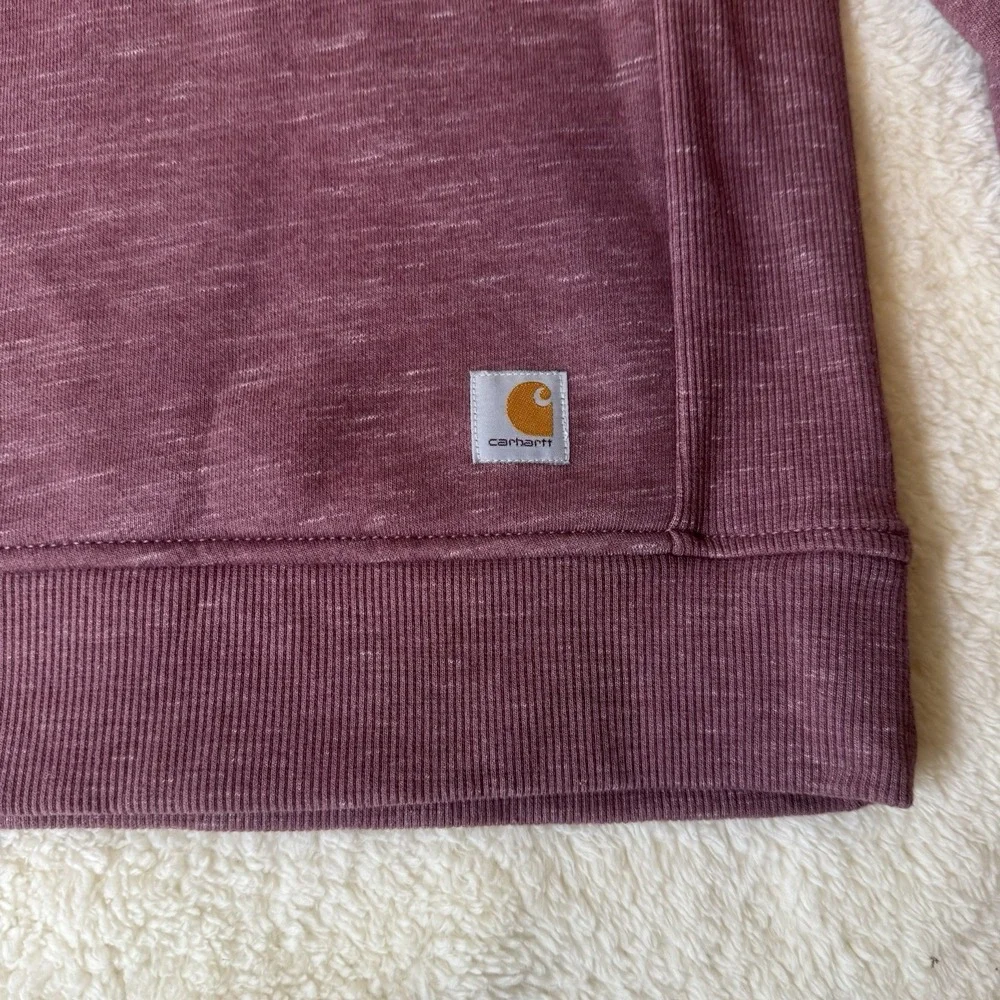 Carhartt Girls L 12-14 Relaxed Fit Sweatshirt Purple Logo Sleeve Crewneck